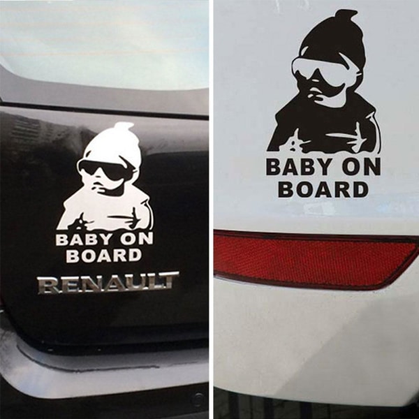 Dekal for bil - Baby on Board Silver
