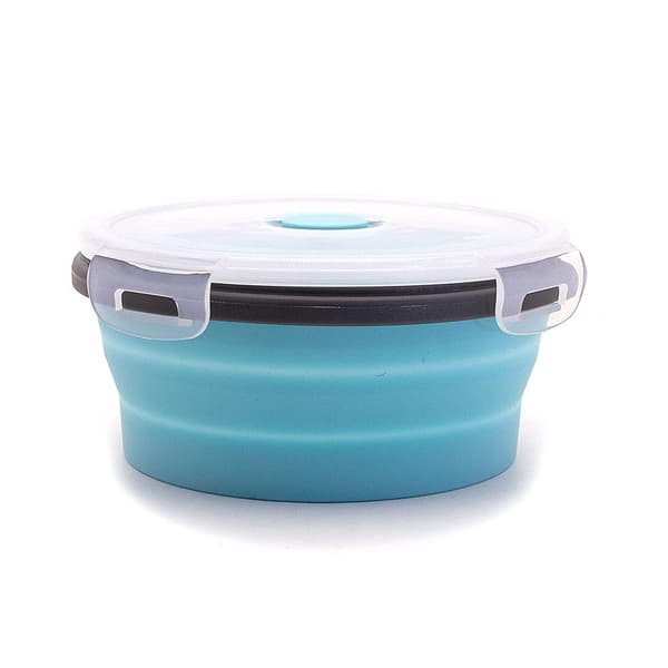 2 st Ihopfällbar matlåda / förvaringslåda silikon 500 ml Light blue