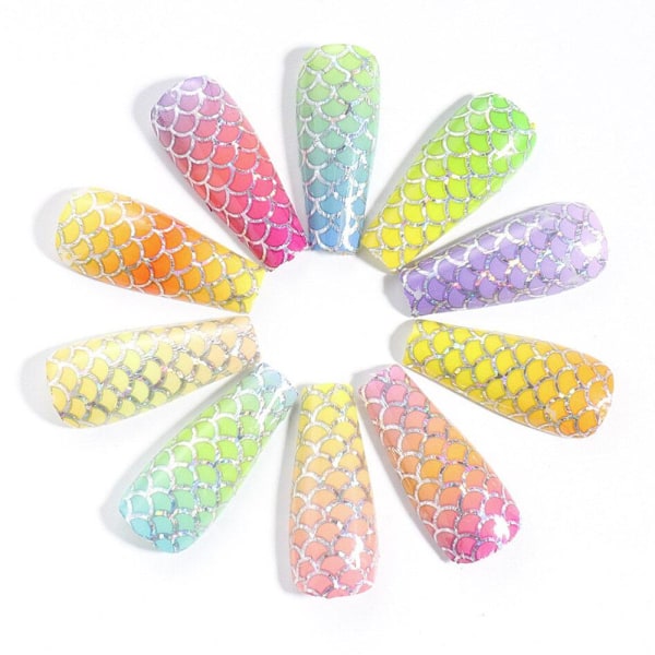 Nagelstickers - Färgglada fiskfjäll 10 pack multifärg