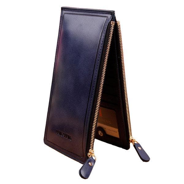 Dobbeltsidet damplån bog med mange kortlommer - mørkeblå Blå