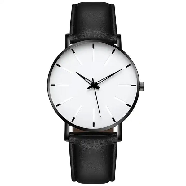 Moderni tyylikäs kello aidolla nahkarannekkeella - Valitse väri White