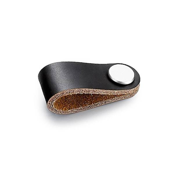 Läderknopp / läderögla 2-pack Black