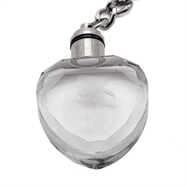 Nyckelring i Glas LED - Ros Transparent
