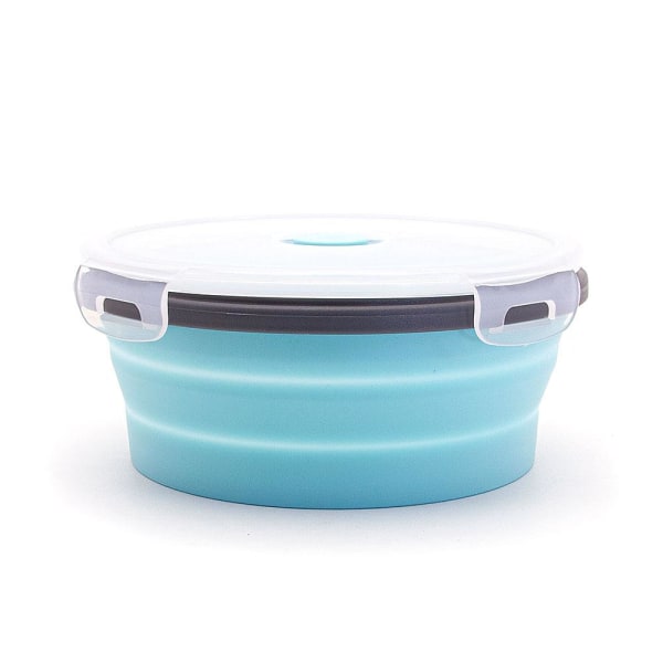 Kokoontaitettava ruokarasia / säilytyslaatikko silikoni 800 ml Pyöreä Vaaleansininen Light blue