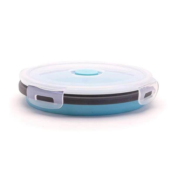 Sammenleggbar matboks / oppbevaringsboks i silikon 500 ml Rund - Fle Light blue