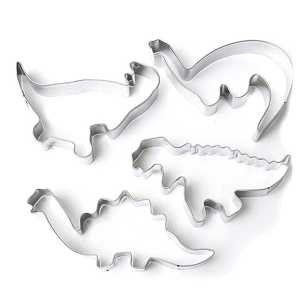 Cookie cutter - Dinosaurer 4-pakning Silver