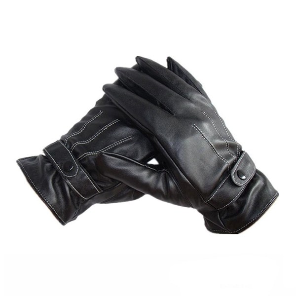 Klassiska handskar i konstläder - Svarta med vita sömmar Svart
