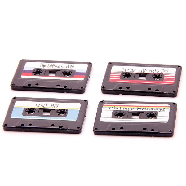 Kylskåpsmagneter - Kassettband Retro Mix Tape 4-pack Svart