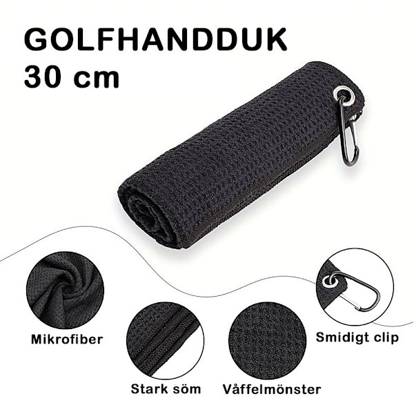 Mindre golfhandduk 30 cm Svart