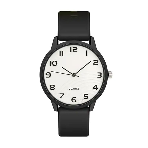 Stilfuldt ur med silikone lænke - Sort / Hvid White