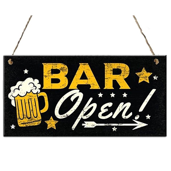 Træskilt - Bar Open