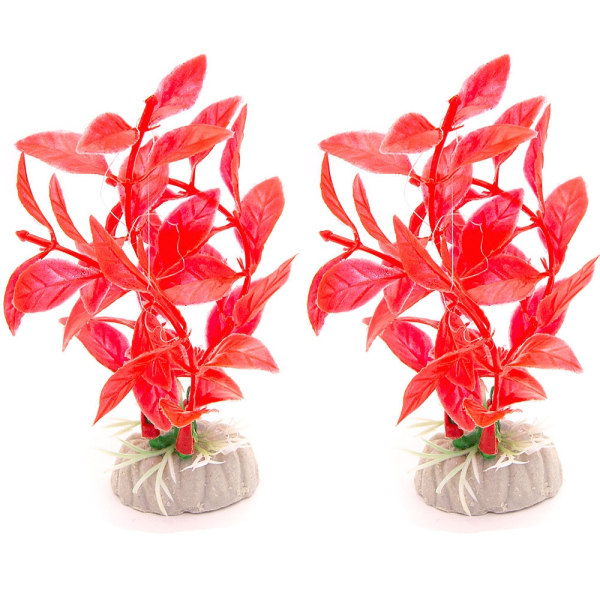 2-pakk Akvarieplante / dekorasjonsakvarium - Bladplante Rød Red
