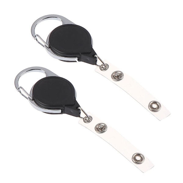 2-PAK Utvidbar ID-holder (nøkkelholder) Jojo-funksjon Black