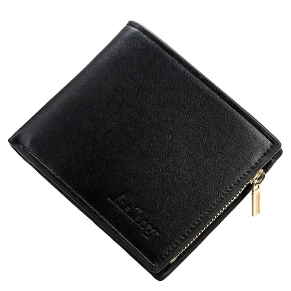 Glatt romslig lommebok med myntrom - Sort Black