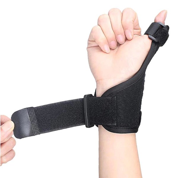 Stabil tommelfingerbeskyttelse / håndledsbeskyttelse med metalskinne og velcro Black