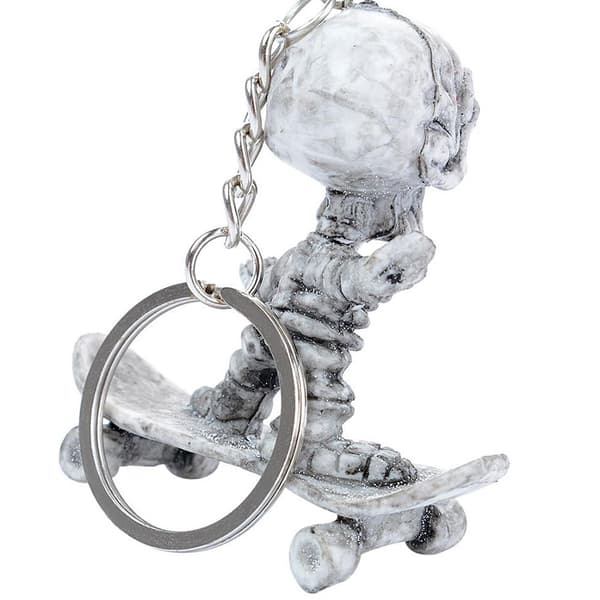 Nøglering - Skelet på skateboard Grey