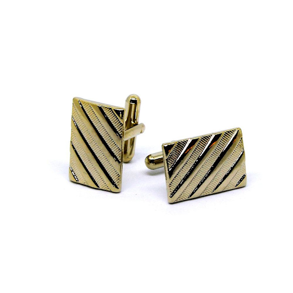 Manschettknappar Rectangle Striped - Guld / Silver Guld