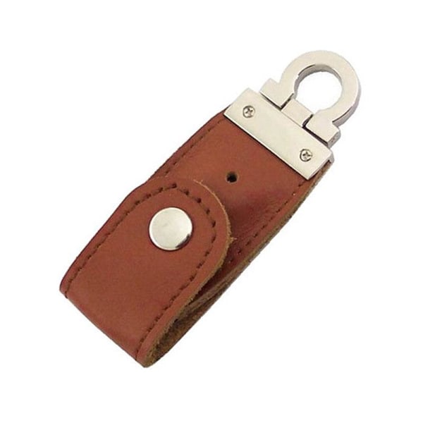 USB-minne 16 GB Nyckelring Läder / Metall - Olika färger Brun