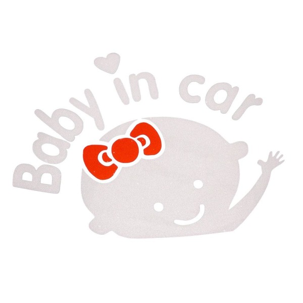 Dekal for bil - Baby in Car White