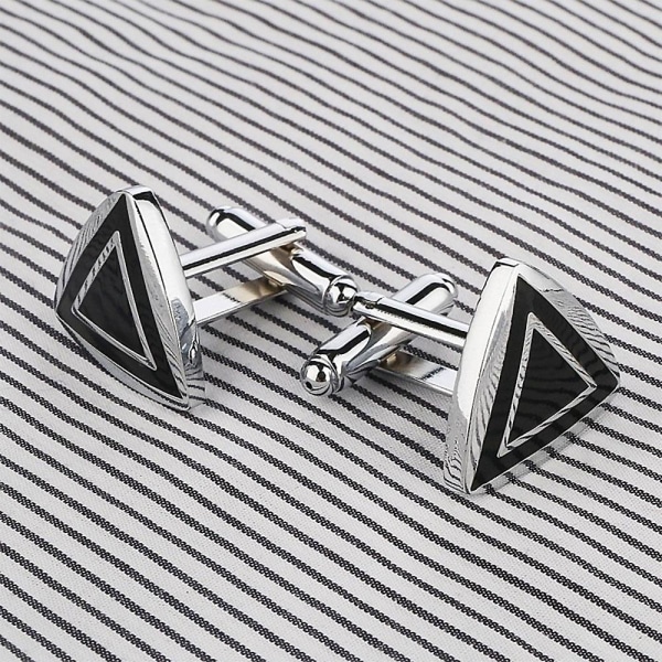 Manschettknappar - Eleganta triangelformade i silver och svart Svart