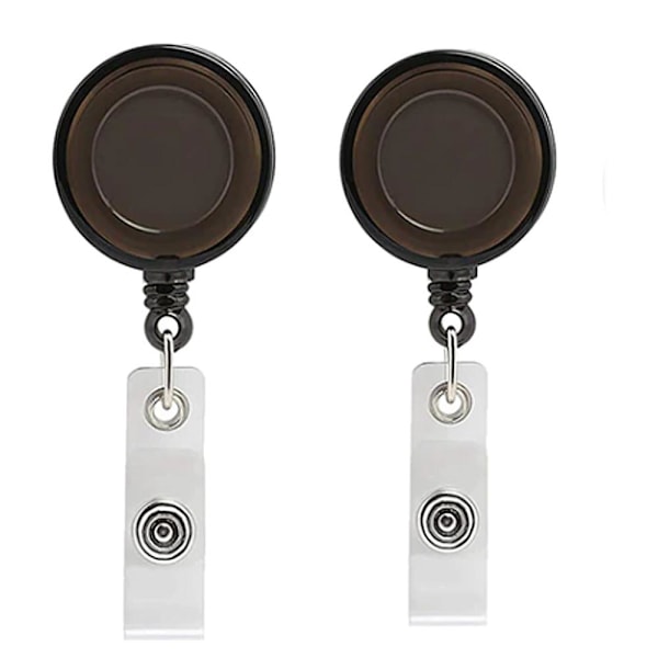 2-pack Hållare ID-kort Rund Utdragbar/Jojo-funktion - Välj färg Black