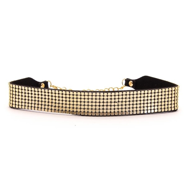 Choker-halsband med breda nitar - Guld / Silver Gold