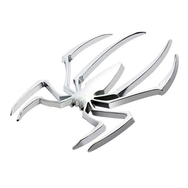 Bildekal / emblem 3D-edderkopp i kromfarget metall