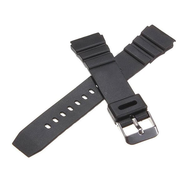 Klockarmband Silikon (Digitalklocka etc) Svart - Flera storlekar Black 20 mm