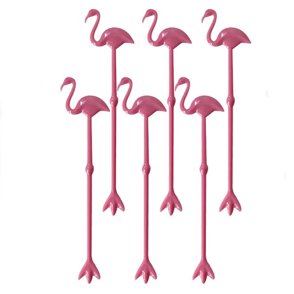 6-pakning drinkpinner - Flamingo Pink