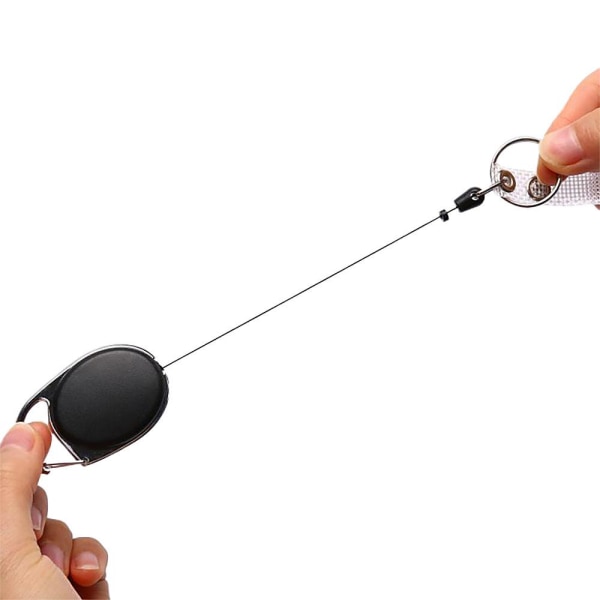 Uttrekkbar ID-holder (nøkkelholder) Yo-yo funksjon Sort Black