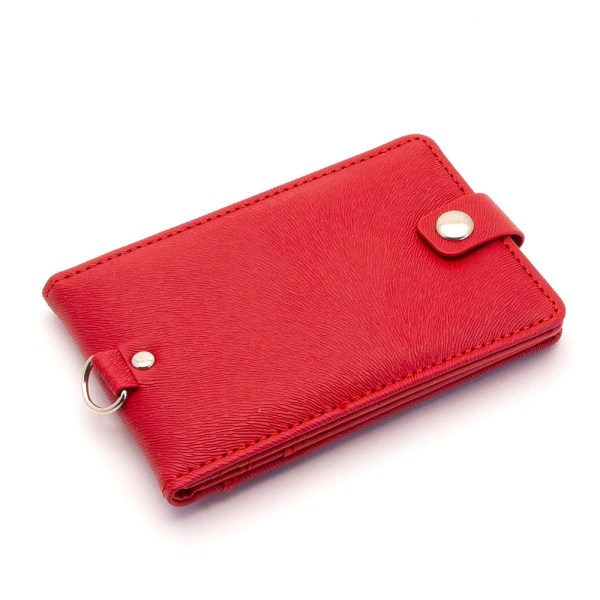 Sammenleggbar solid ID-holder / kortholder + lang stropp - Velg farge Red