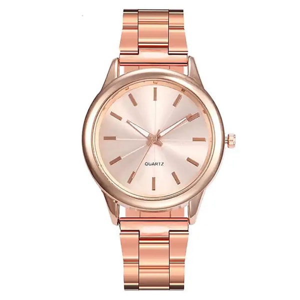Enkel, stilig klokke med armbånd i rustfritt stål - Flere fargevalg Pink gold