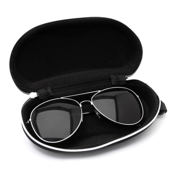 Hårdt beskyttelsesbrilleetui / solbrilleetui med lynlås Black