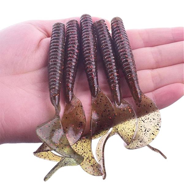 5-pack Jiggar Standard Curly Tail 80 mm - Flera färger Brown