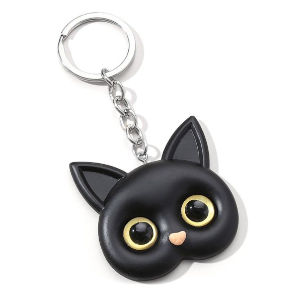 Nøkkelring med søtt kattehode Black