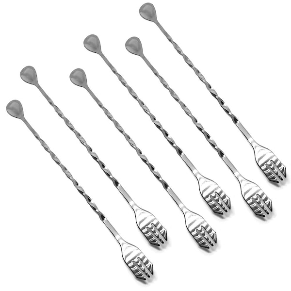 Drinkske i rustfrit stål snoet 26 cm 6-pak