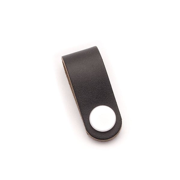 Läderknopp / läderögla 2-pack Black