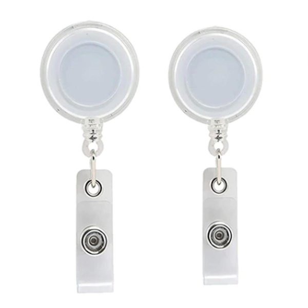 2-pack Hållare ID-kort Rund Utdragbar/Jojo-funktion - Välj färg White