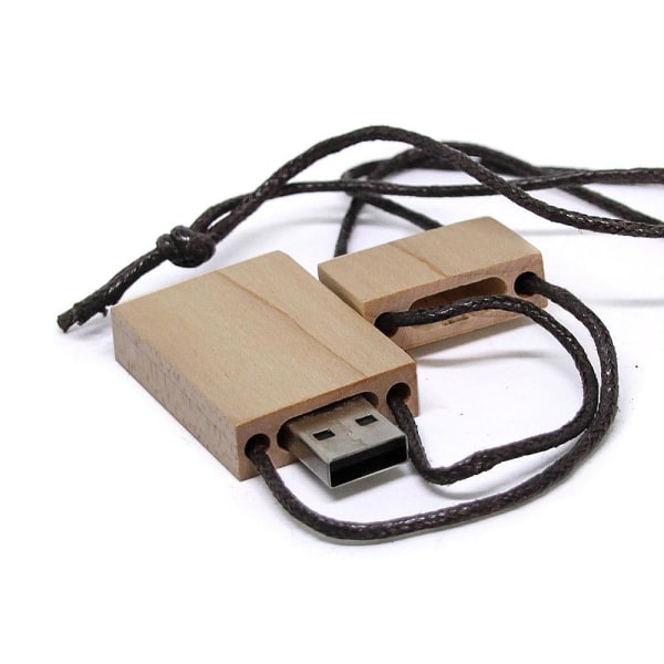 USB-minne 32 GB - Trä med rep Ljusbrun