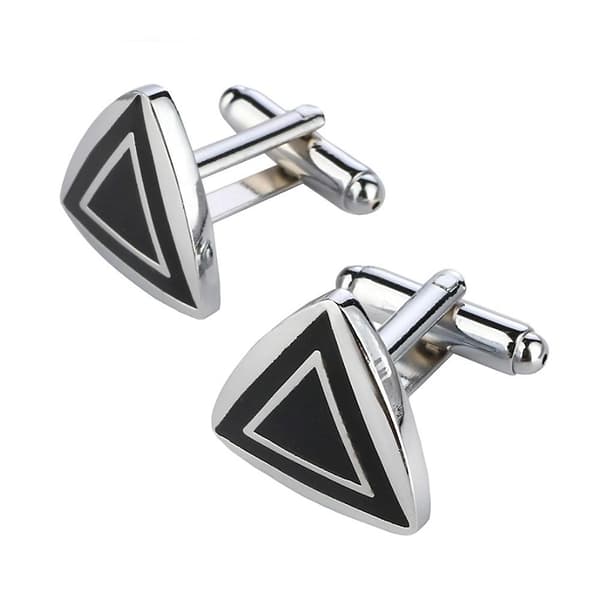 Manschettknappar - Eleganta triangelformade i silver och svart Svart