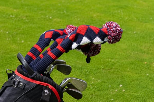 3-pack stickade headcovers - Rutiga (röd, blå, vit)