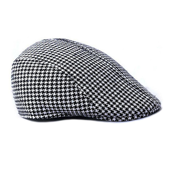 Flat Cap / Gatsby / Gubbkeps Rutig - Olika färger Vit