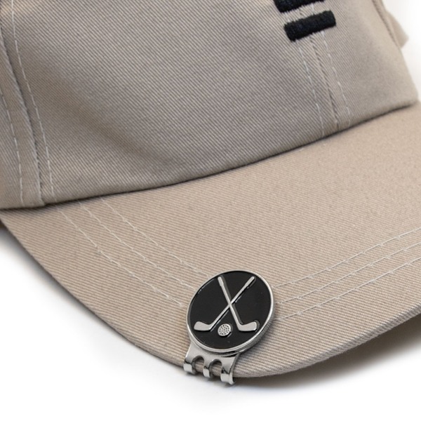 Markeringsknapp "Korsade golfklubbor" & hat clip - Välj färg Svart