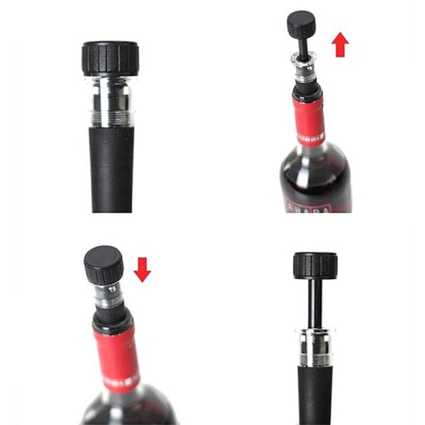 Vakuumkork till vinflaska med pump enkel Svart
