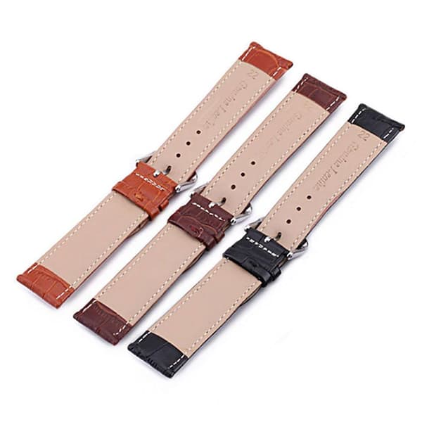 Nahkainen rannekoru kelloon 20 mm - Eri värejä Light brown
