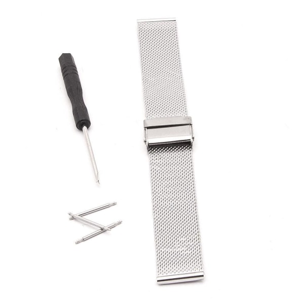 Klockarmband mesh - Svart eller Silver 20 mm Silver