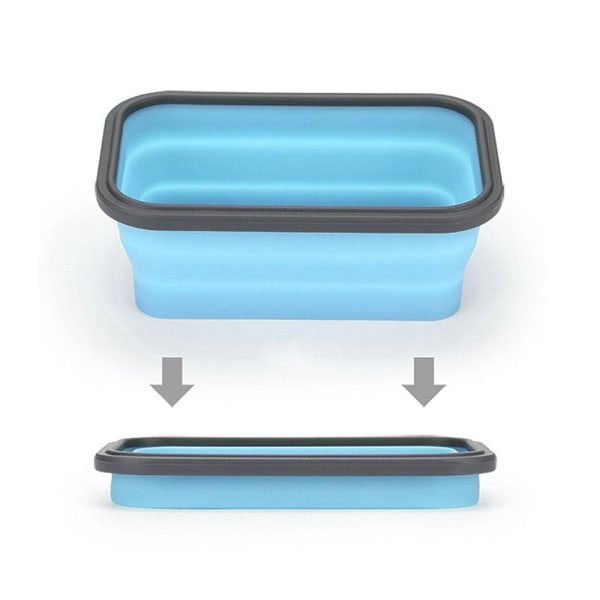 2 st Ihopfällbar matlåda / förvaringslåda i silikon 800 ml Ljusblå