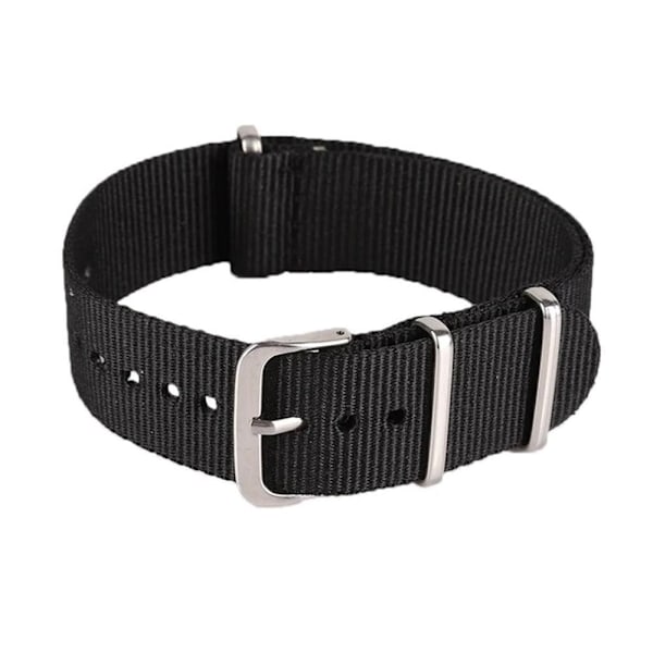 Klockarmband Natoband / nylonband 16 mm olika färger Black