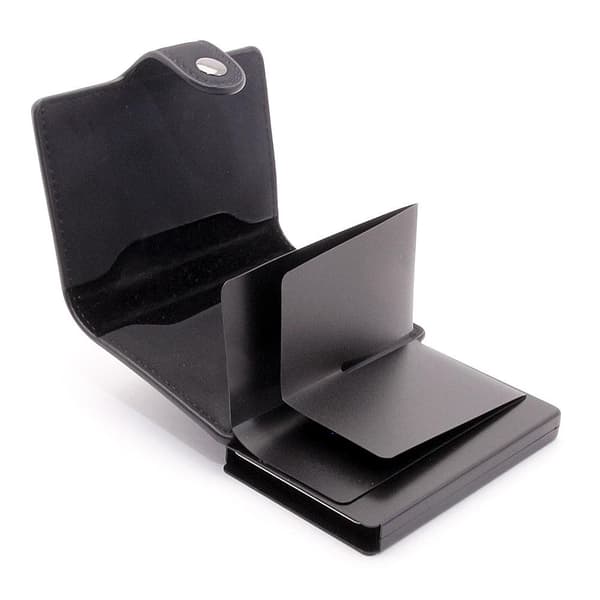 Kortfodral Card Case Fold Out Alu / Læder - Sort Black