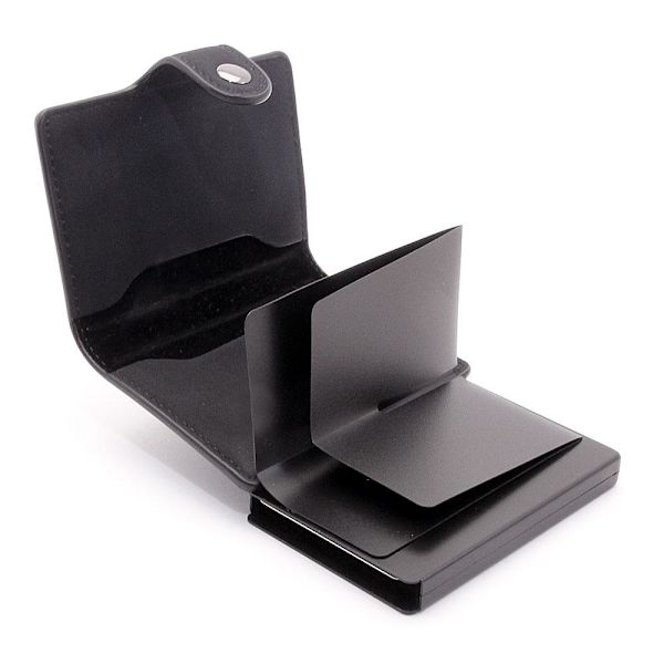 Korttikotelo Card Case Fold Out Alu / Nahka - Musta Black